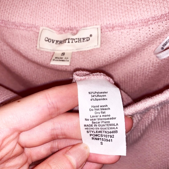 Coverstitched Soft Pink Waffle Sweatshirt - Picture 7 of 7